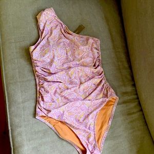 J. Crew paisley print one piece off shoulder